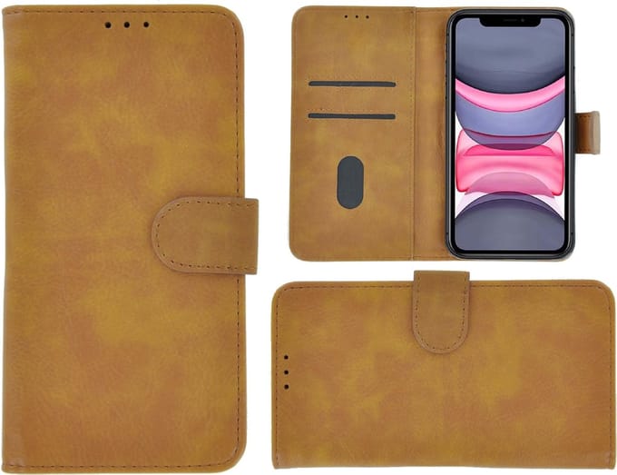 Geschikt voor iPhone 12 Hoesje - Book Case Wallet Bruin Cover