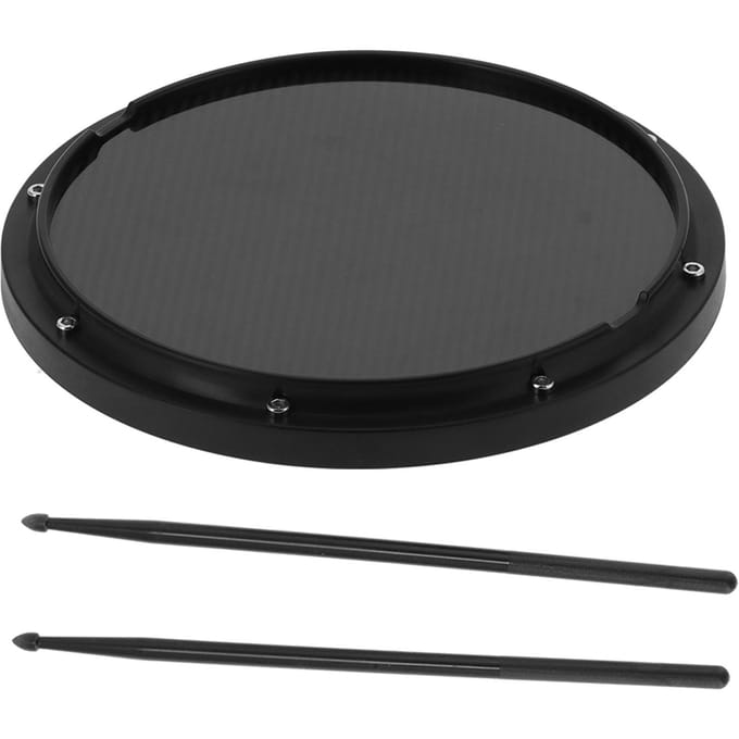 12in Drum Pad Percussie Training Koolstofvezel Antislip Schokabsorberende Mat met Drumstokken(Zee groen gray