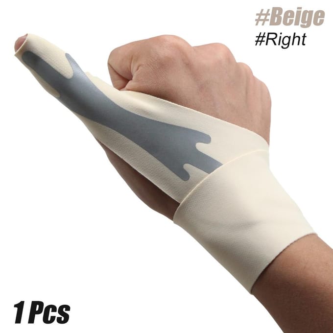 Manchon de compression réglable pour pouce et poignet pour soulager la douleur de l'arthrite Hommes Femmes Support élastique beige