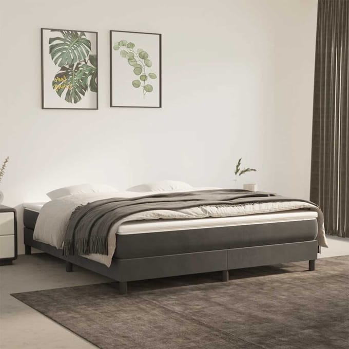 vidaXL - Pocketveringmatras - medium - 160x210x20 - cm - fluweel - donkergrijs