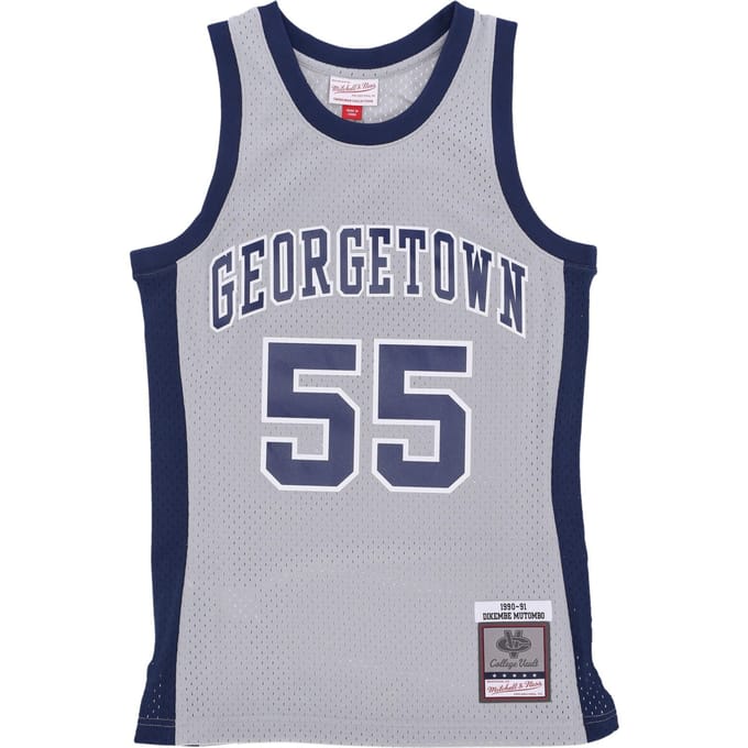Basketbaltanktop voor heren Ncaa Swingman Jersey nr. 55 Dikembe Mutombo Geohoy Chroom