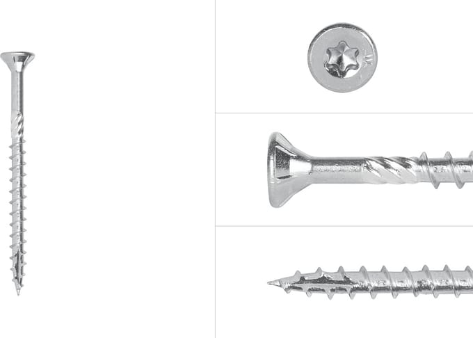 Wovar Spaanplaatschroeven Verzinkt 4 x 60 mm Torx 20 Deeldraad | Doos 200 Stuks