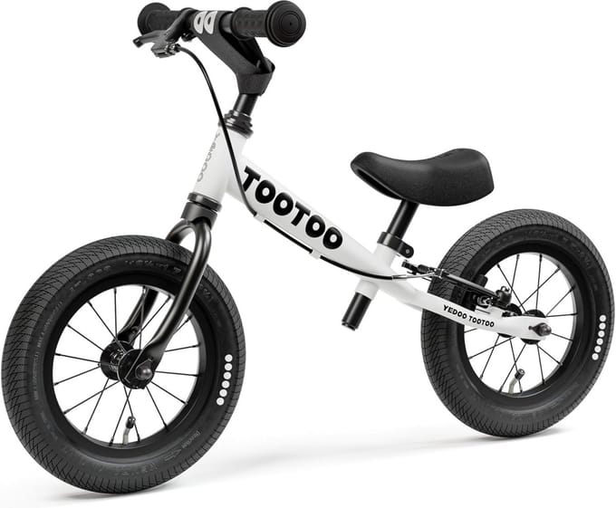 Loopfiets Kinderen - Balansfiets Peuters - Eerste Fietservaring - Met Luchtbanden - 12 Inch - Wit