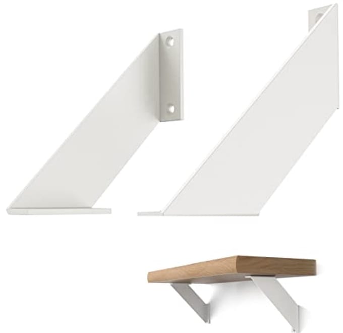 SnelShoppen - Wandplank Beugels Wit 15 cm - Metalen Steunen Roestvrij voor Planken - Set van 2 - Robuust en Duurzaam - Ideaal voor Keuken, Woonkamer,