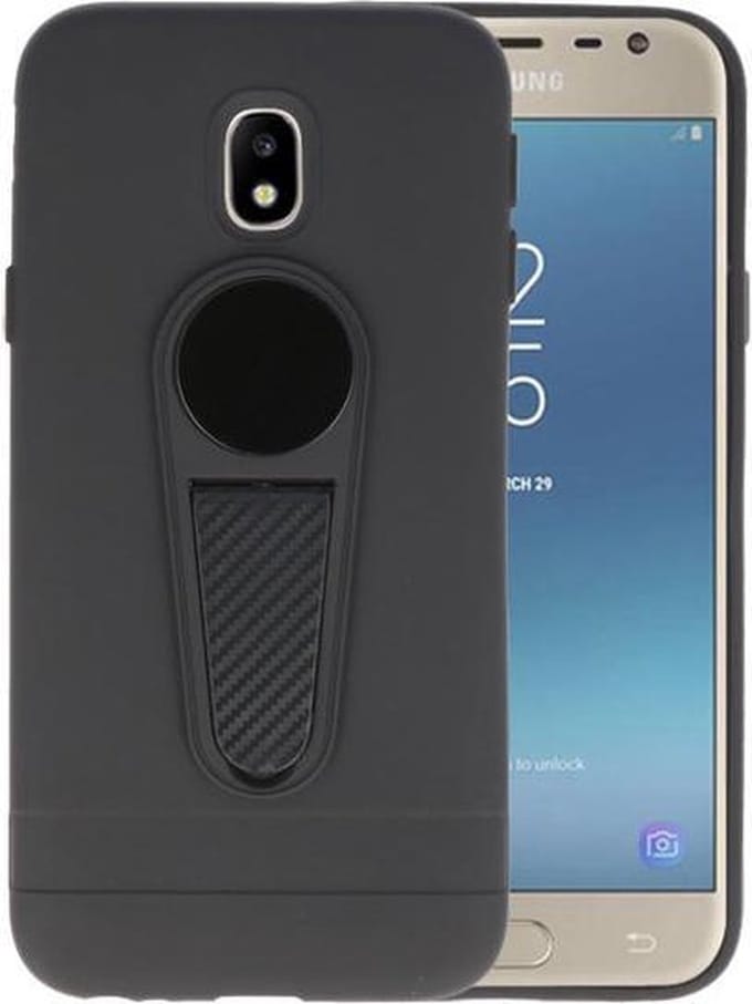 Zwart Magneet Stand Case hoesje voor Samsung Galaxy J3 2017