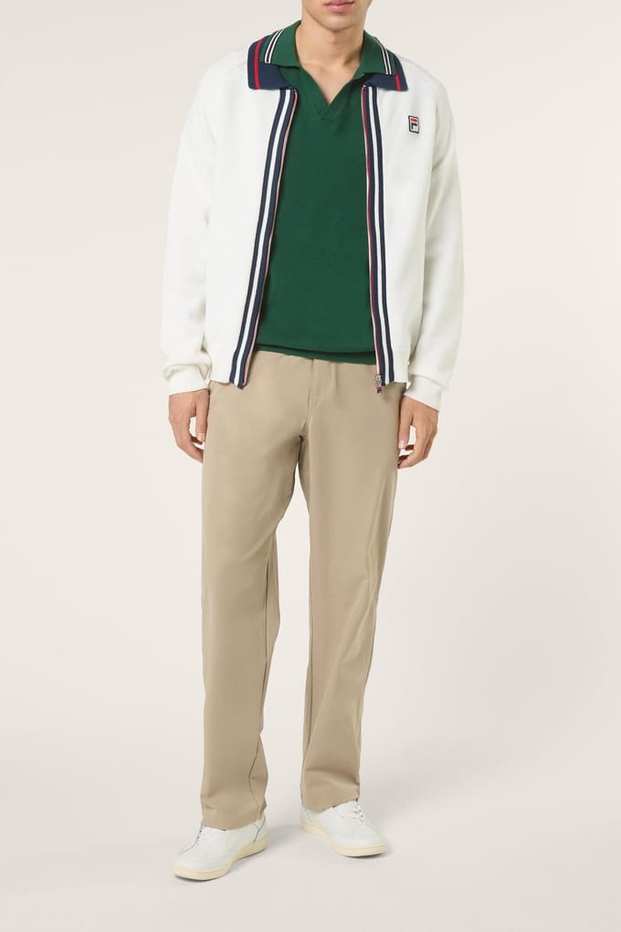 FILA Carraia Regular Zip Through Knit Cardigan Egret Größe: L | Cardigans Outlet | Herren