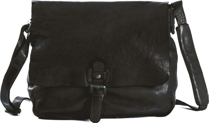 HAROLD'S Leren Schoudertas Submarine Messengerbag Black Zwart