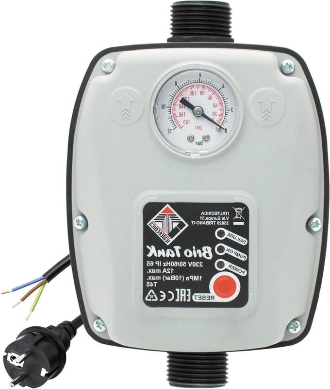 Pompbesturing Drukschakelaar - Drukregelaar Waterpomp - Automatisch Pomp Starten - Geïntegreerde Manometer - 1" Aansluiting - Grijs