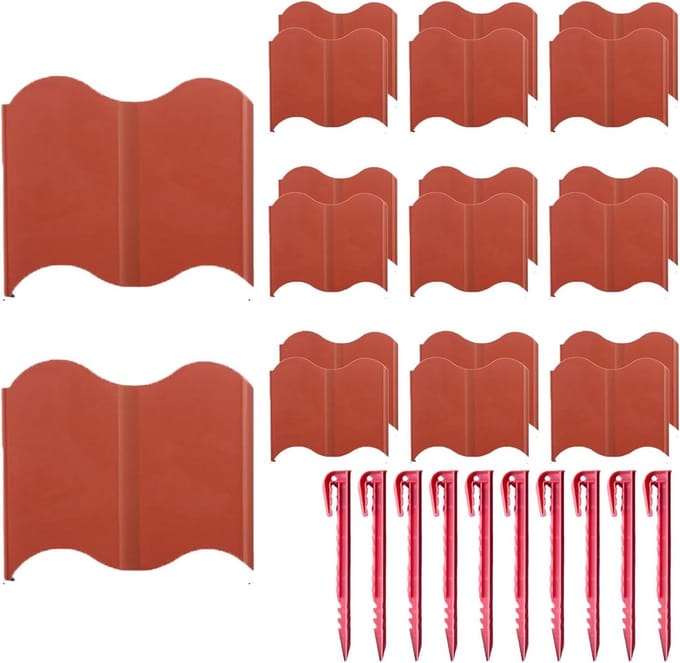 Tuinrand Begrenzing - Flexibele Tuinafscheiding - Tuin Decoratie - Stevig ABS Materiaal - 20 Stuks - Rood