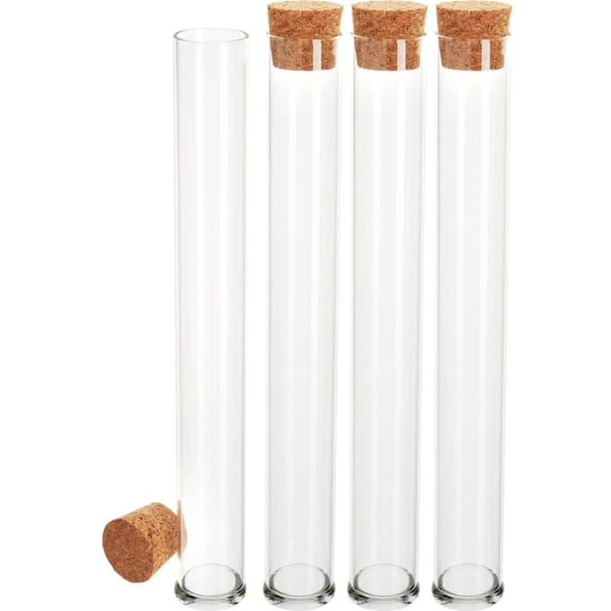 VBS Proefbuis met kurken, 4 stuks - 20 cm
