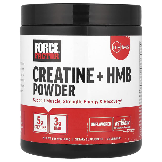 Force Factor, Poudre de Créatine + HMB, Non aromatisée, 8,85 oz (250.8 g)