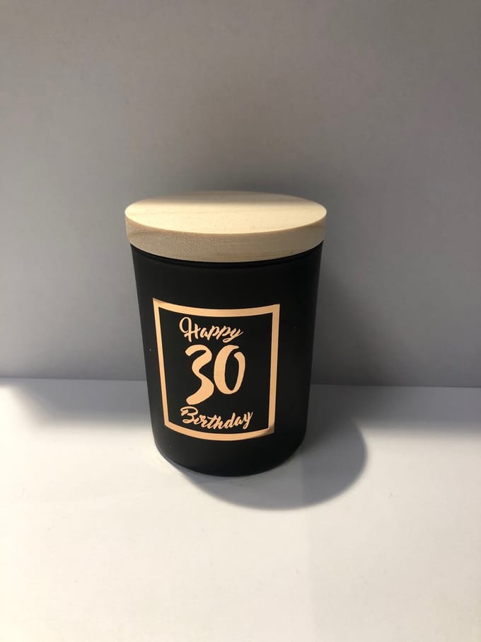 Geurkaars klein roze/zwart - 30 jaar