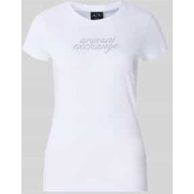 T-shirt met siersteentjes en ronde hals