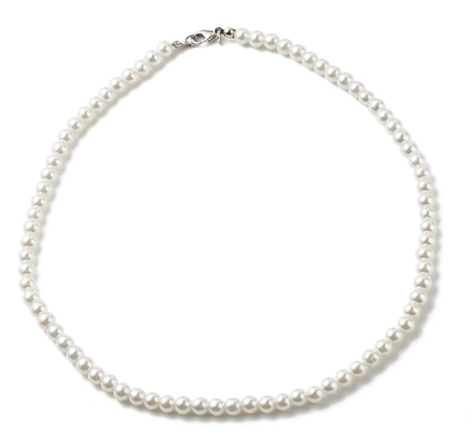 Korte parelketting - wit - unisex - 46 cm - 6mm glasparels - basic collier- klassiek sieraad - met sluiting