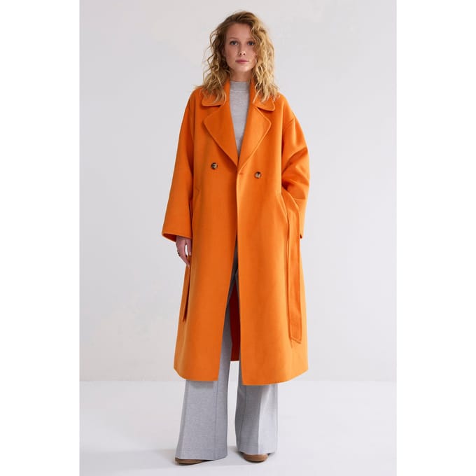 Summum Woman Long Coat Wool Classic Orange Größe: S | Zweireihige Mäntel Outlet | Damen | Orange