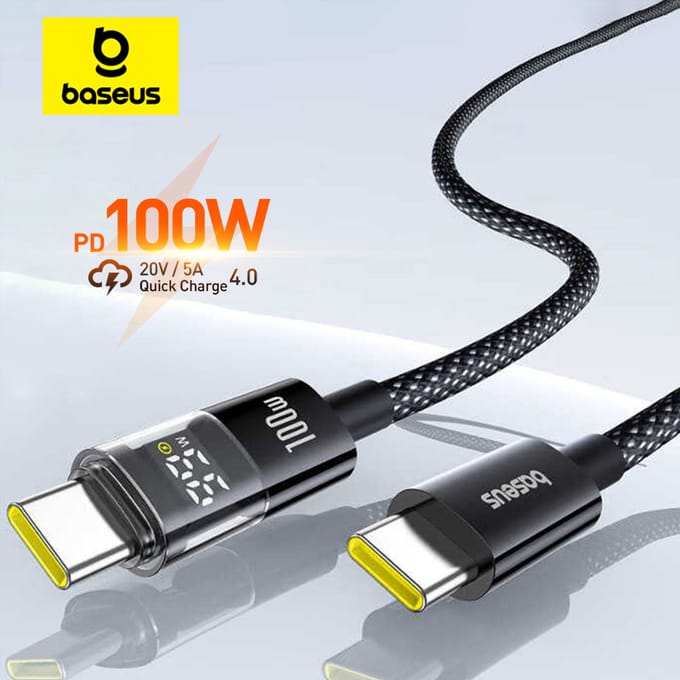 Data- en Oplaadkabel USB-C - USB-C Baseus Display 2, 100W, 1m, Blauw P10382702311-00