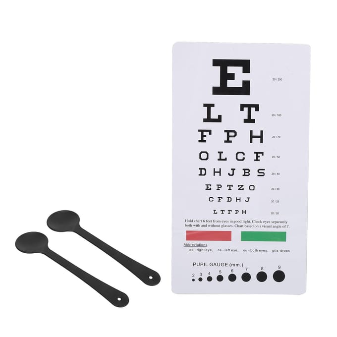 Tableau d'acuité visuelle de poche avec 2 occluseurs double face pour tests de vision white