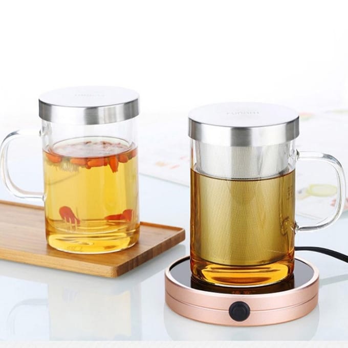 450ml Infuser Glazen Theekop Borosilicaatglas Theekop met Filter en Deksel white