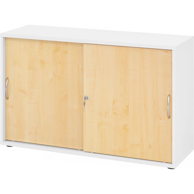 BETA 1752S | Schuifdeurkast | 2 OH - Wit/Esdoorn Metalen handgreep