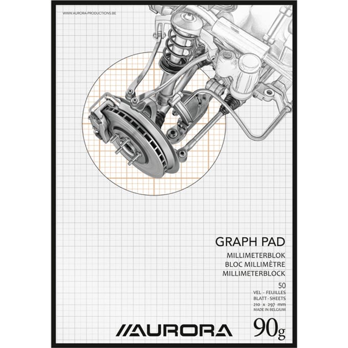 Aurora Millimeterpapier - A4 - 210x297mm - Bruin geruit - 90g - 50 vel