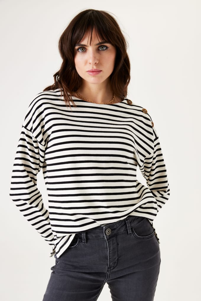Gestreepte pull met decoratieve knopen voor vrouw Garcia