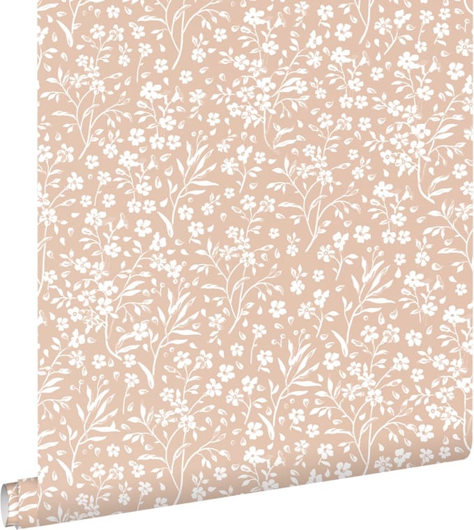 ESTAhome behang bloemetjes licht terracotta - 50 x 900 cm - 139880