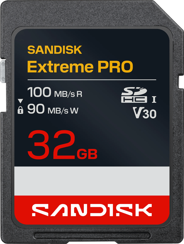 SanDisk SDHC Extreme PRO 32GB (UHS-I, V30, U3, R100 MB/s / W90MB/s, 4K UHD)