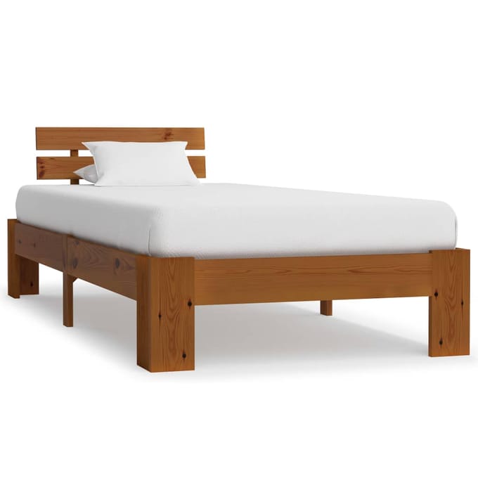 vidaXL - Bedframe - massief - grenenhout - honingbruin - 90x200 - cm