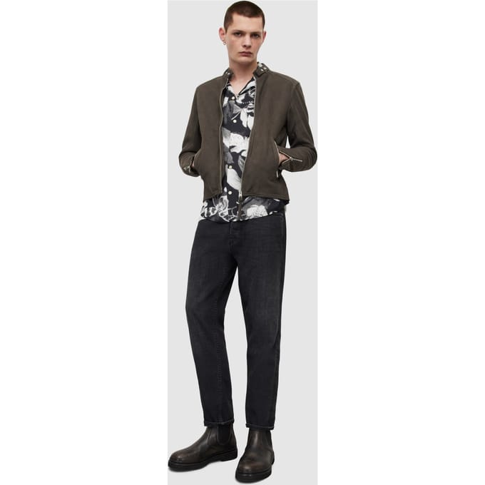 AllSaints Cora Jacket Charcoal Maat: M | Leren Jassen Outlet | Heren | Grijs