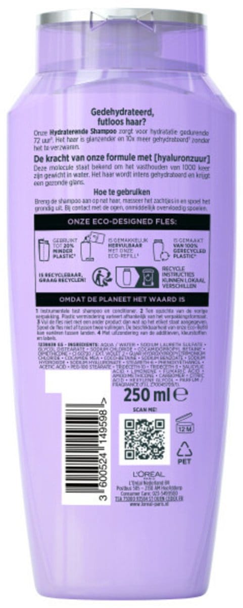 L'Oréal Elvive Hydra Hyaluronic Shampoo - 3 x 250 ml - Voordeelverpakking