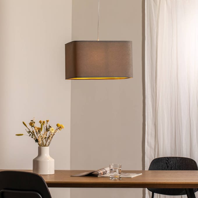 Maco Design Kwadro hanglamp, grijs, 40 x 40 cm, velours stof