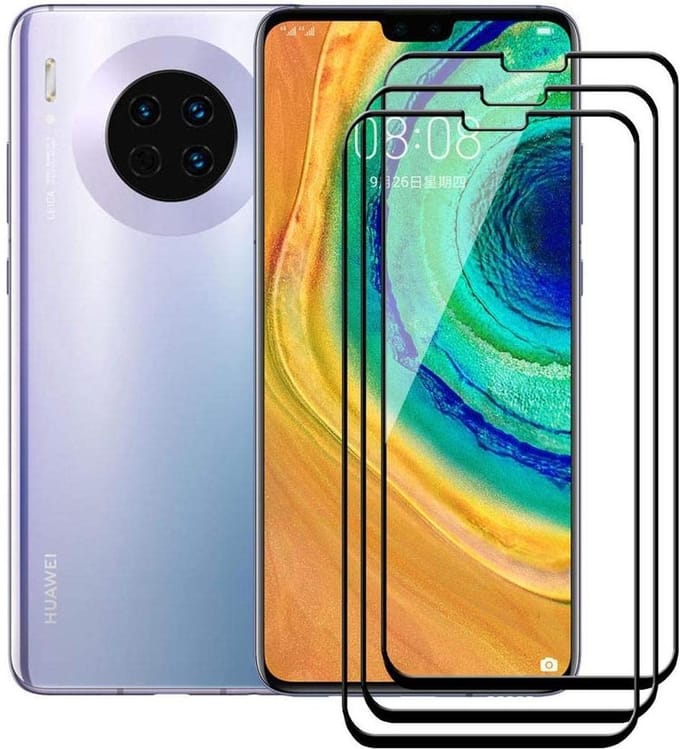 Screenprotector Glas - Full Curved Tempered Glass Screen Protector Geschikt voor: Huawei Mate 30  - 3x