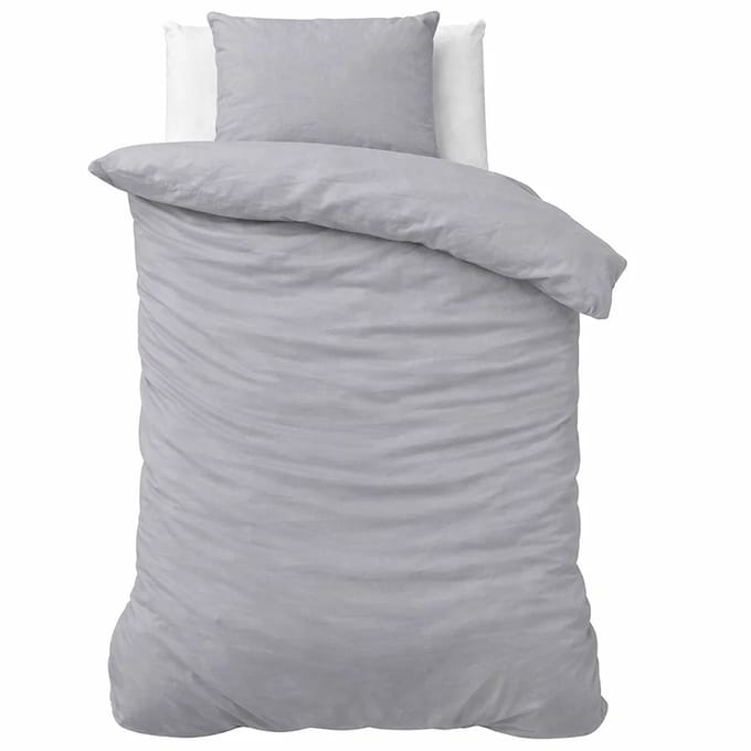 Decoware Dekbedovertrek Stone Washed 140x220 cm - Grijs - Katoen - Met Kussensloop - Eenpersoons