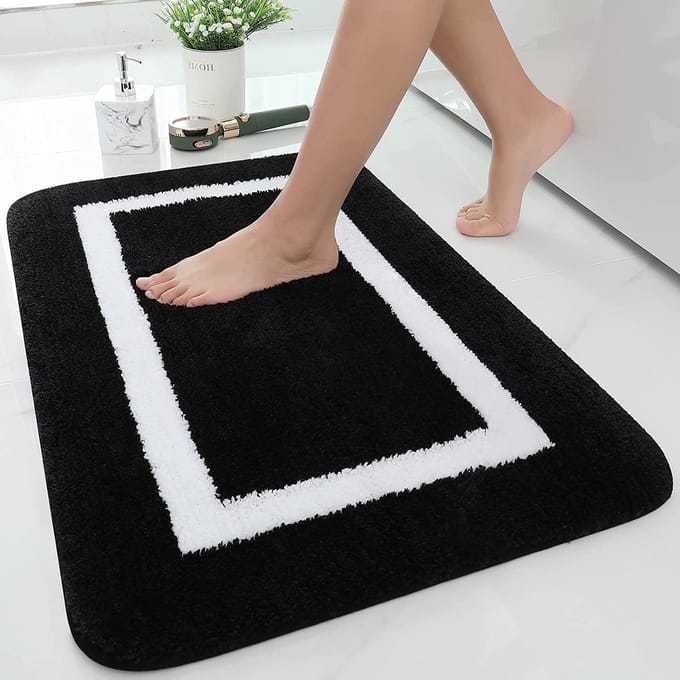 Olanly Badmat Antislip - Badkamermat - Absorberende Badmat - Douchemat - 61x91cm - Zwart