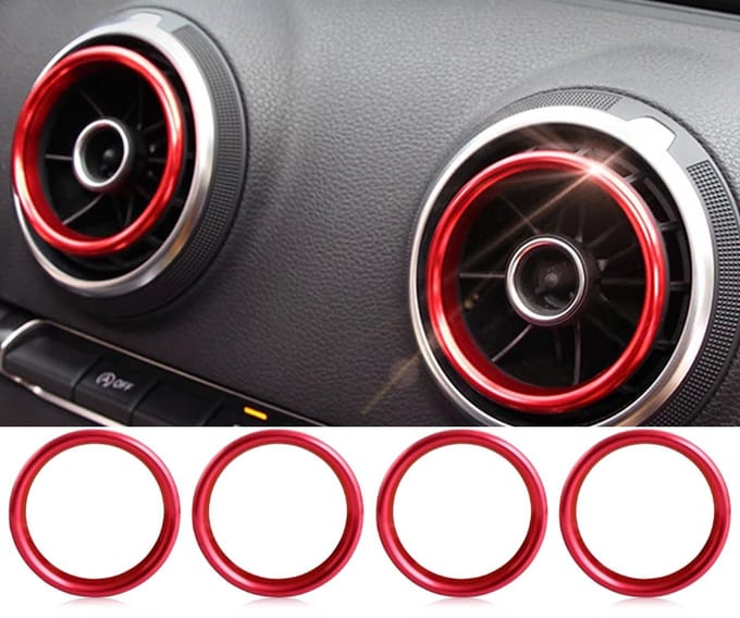 BukkitBow - Luchtrooster Ringen - Geschikt voor Audi A3 8V S3 8V Q2 RS3 - Rood