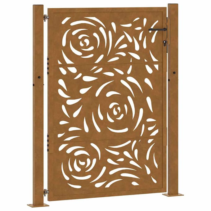vidaXL - Poort - met - vlamontwerp - 100x150 - cm - weervast - staal