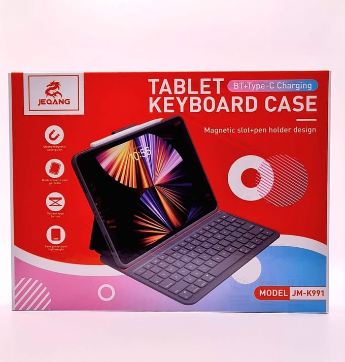 Tablet Toetsenbord Hoes met Bluetooth – Magnetische Keyboard Case met Penhouder & Type-C Opladen – Geschikt voor iPad & Tablets – JM-K991 | Tablet Keyboard Case Bluetooth