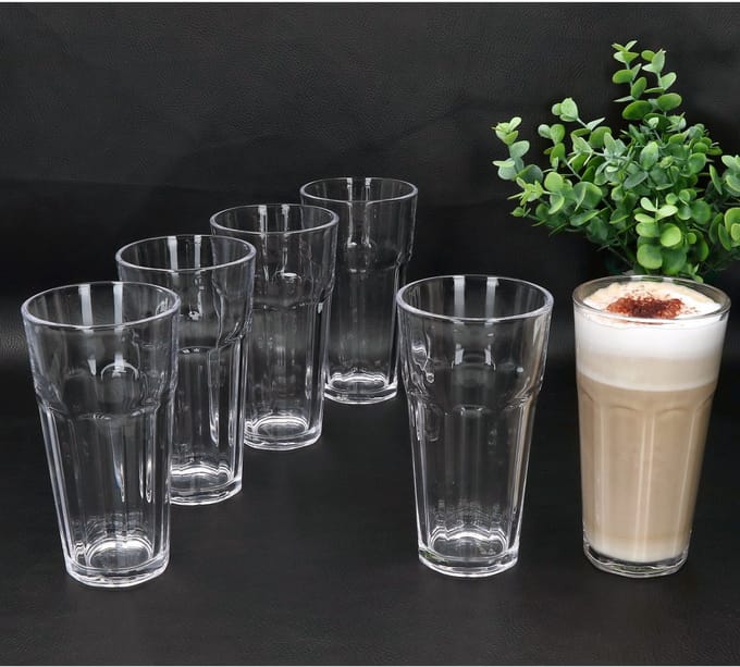 6-delige set QUEEN Latte Macchiato glazen stapelbaar van glas - 27022041