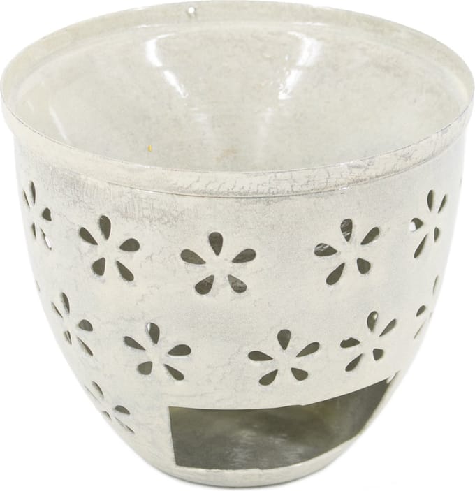 HomeBound by KY | Geurbrander Flower M white marble | 9,5x7x8,5cm | geurbrander bloemen wit