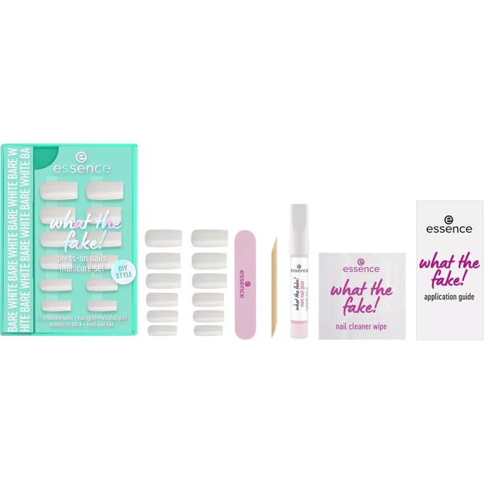 Essence - What the Fake! Press-On Nagels Manicure Set - 04 BARE WHITE