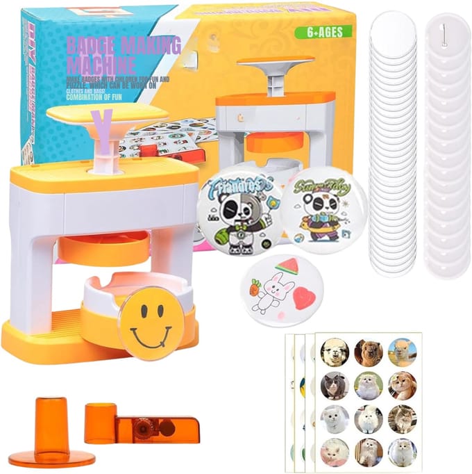 MIRA®Button Maker 55mm – Button Machine – Badge Maker – Buttons Zelf Maken – Geel - ‎26cm x 21cm x 7cm