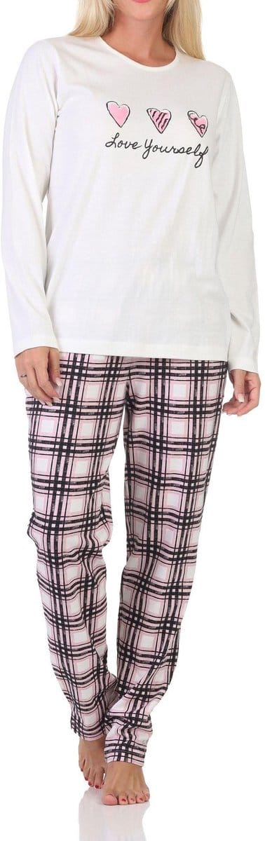 Normann damespyjama met geruite jersey pyjamabroek - ook in grote maten