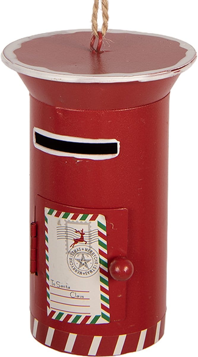 Clayre & Eef Kersthanger Brievenbus Ø 7x11 cm Rood Metaal