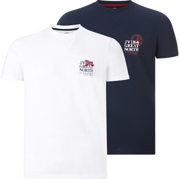 Jan Vanderstorm herren T-Shirts, Set Van 2 - 60/62 - wit - Plus Size