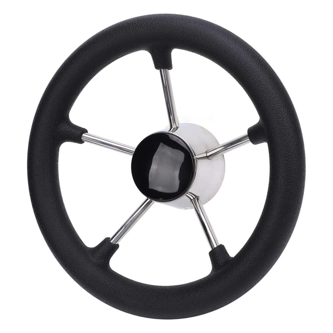 11 Inch Bootstuur 5 Spaken 25 Graden RVS Marine Stuurwiel met Middenkap gray