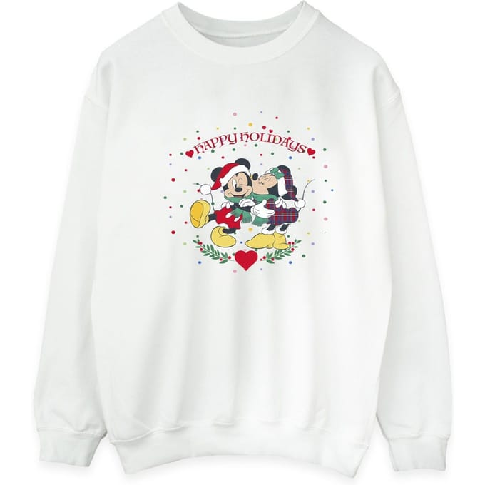 Disney Heren Mickey Mouse Mickey Minnie Kerstmis Sweatshirt (Wit)
