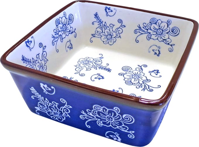Lavandoux - Ovenschaal - Keramiek - Vierkant - 17x17cm - Floral Lace Blue
