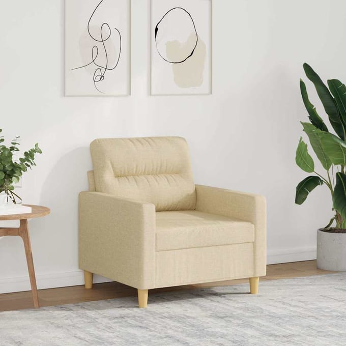 vidaXL Fauteuil 60 cm stof crèmekleurig