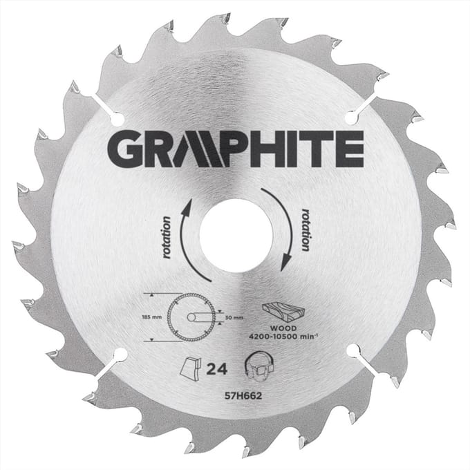 GRAPHITE Cirkelzaagblad 185 mm, 24 tands, Hout