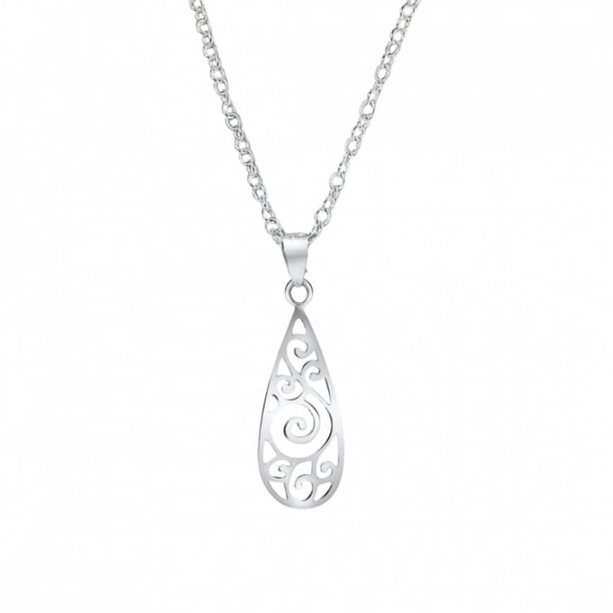 Ketting -zilver -opengewerkte druppel - Charme Bijoux